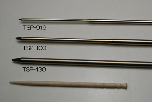 サニタリーサーモ ハンディ防水温度計 TSP-919 TSP-100 TSP130 センサ太さ比べです。結構違うのです。用途でお選びください!