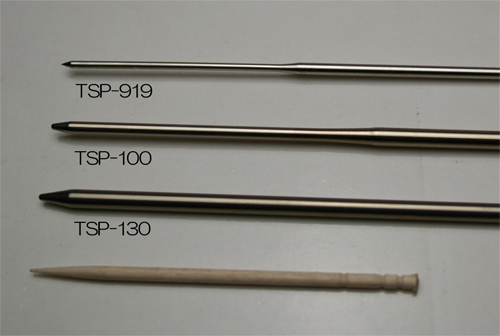 サニタリーサーモ　ハンディ防水温度計　TSP-919 TSP-100 TSP130 センサ太さ比べです。結構違うのです。用途でお選びください！